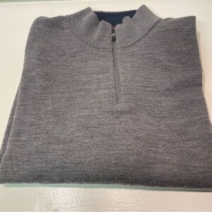 Gray quarter - Zip Men's Merino Wool Sweater - Lands End XXL (50-52)